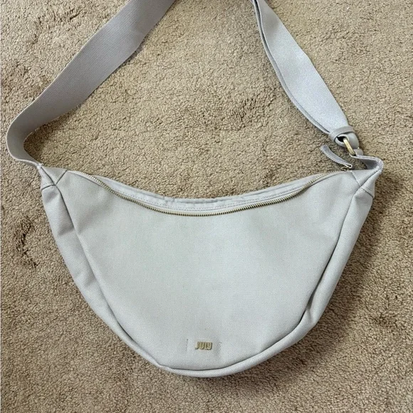 July Everyday Crescent Canvas Crossbody Light Gray Shoulder Bag - Picture 2 of 8